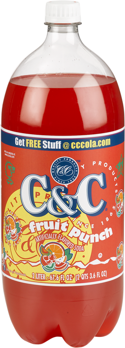 C&C Fruit Punch Soda - 2 Liter Bottle - 8 Pack