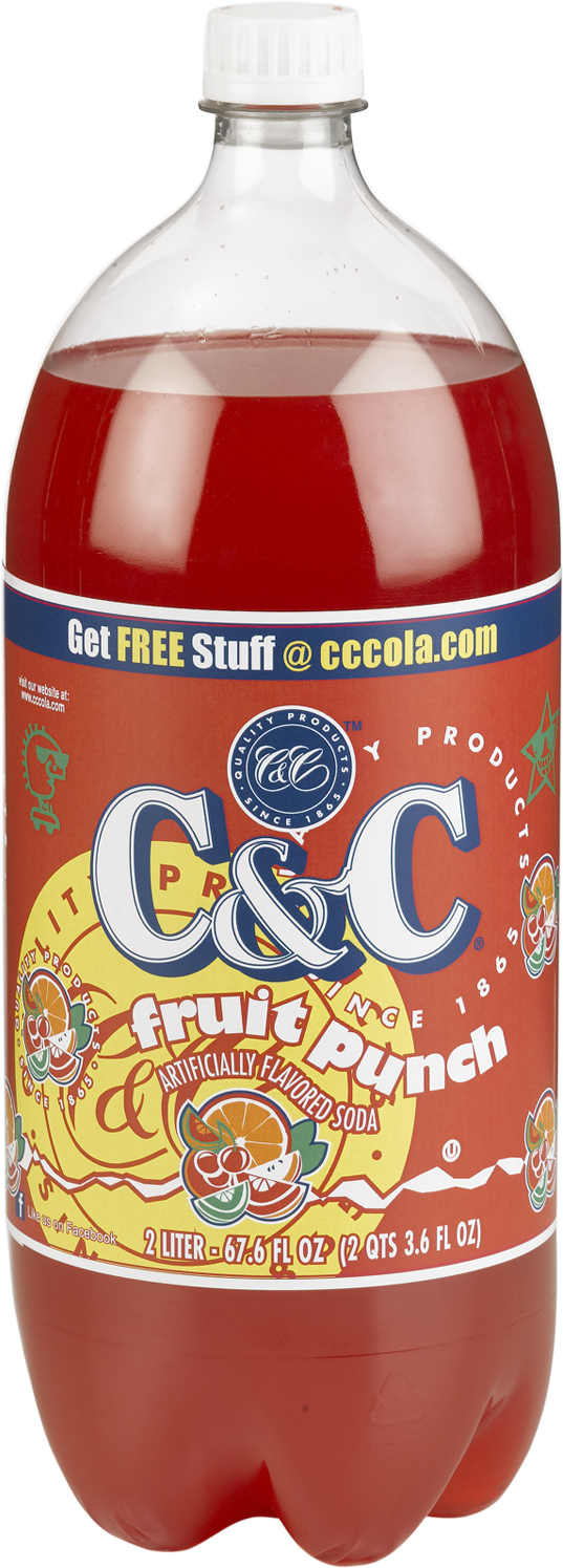 C&C Fruit Punch Soda - 2 Liter Bottle - 8 Pack