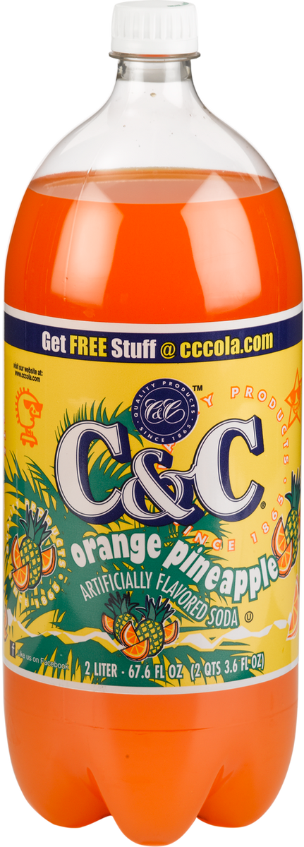 C&C Orange Pineapple Soda - 2 Liter Bottles - 8 Pack