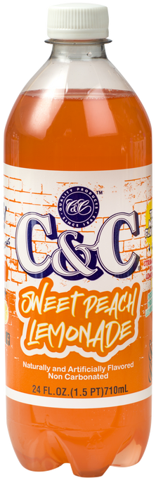 NEW! C&C Sweet Peach Lemonade (Non Carbonated) - Case of 24 Bottles