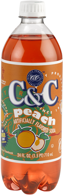 C&C Peach Soda - 24oz Bottles - 24 Pack