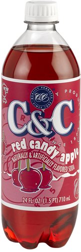 C&C Red Candy Apple Soda - 24oz Bottles - 24 Pack