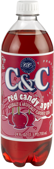 C&C Red Candy Apple Soda - 24oz Bottles - 24 Pack