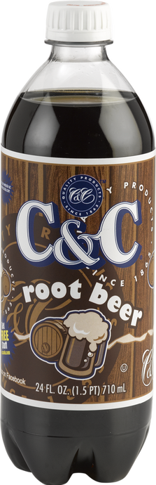 C&C Root Beer Soda - 24oz Bottles - 24 Pack