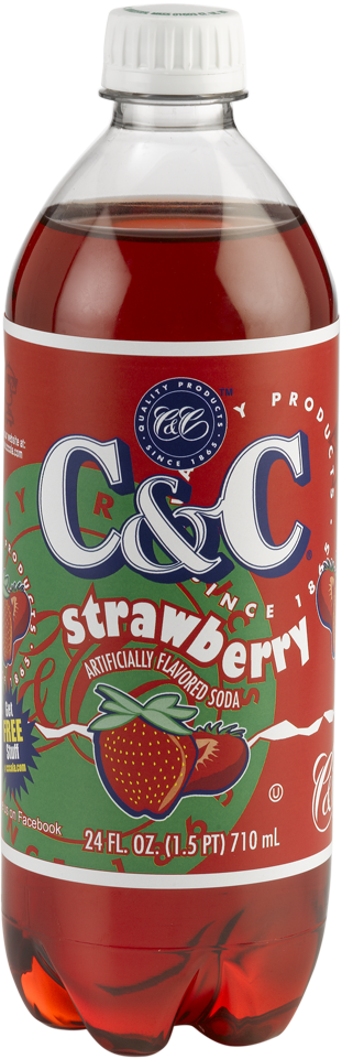 C&C Strawberry Soda - 24oz Bottles - 24 Pack
