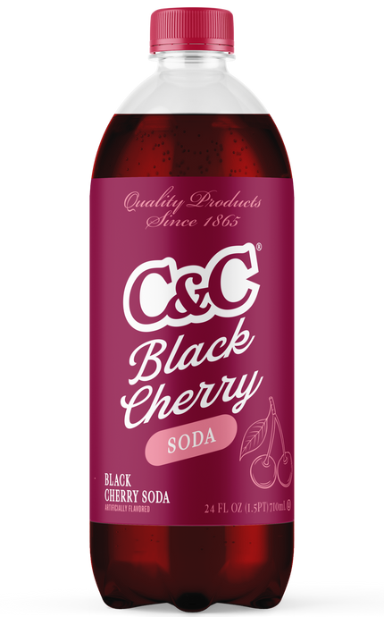 C&C Black Cherry Soda - 24oz Bottles - 24 Pack
