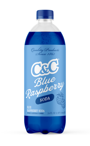 C&C Blue Raspberry Soda - 24oz Bottles - 24 Pack
