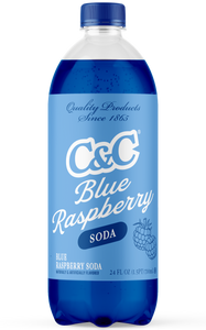C&C Blue Raspberry Soda - 24oz Bottles - 24 Pack