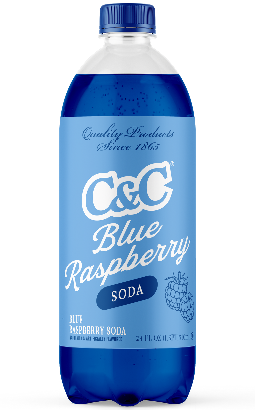 C&C Blue Raspberry Soda - 24oz Bottles - 24 Pack