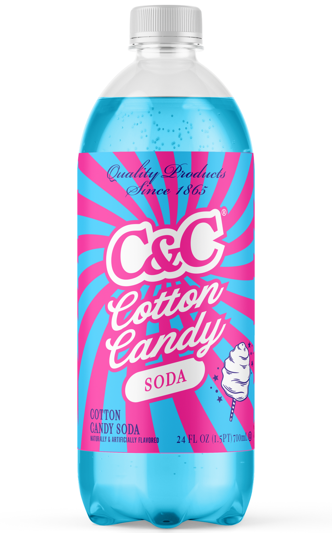 C&C Cotton Candy Soda - Case of 24 Bottles