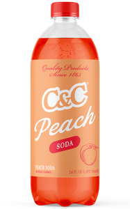 C&C Peach Soda - 24oz Bottles - 24 Pack
