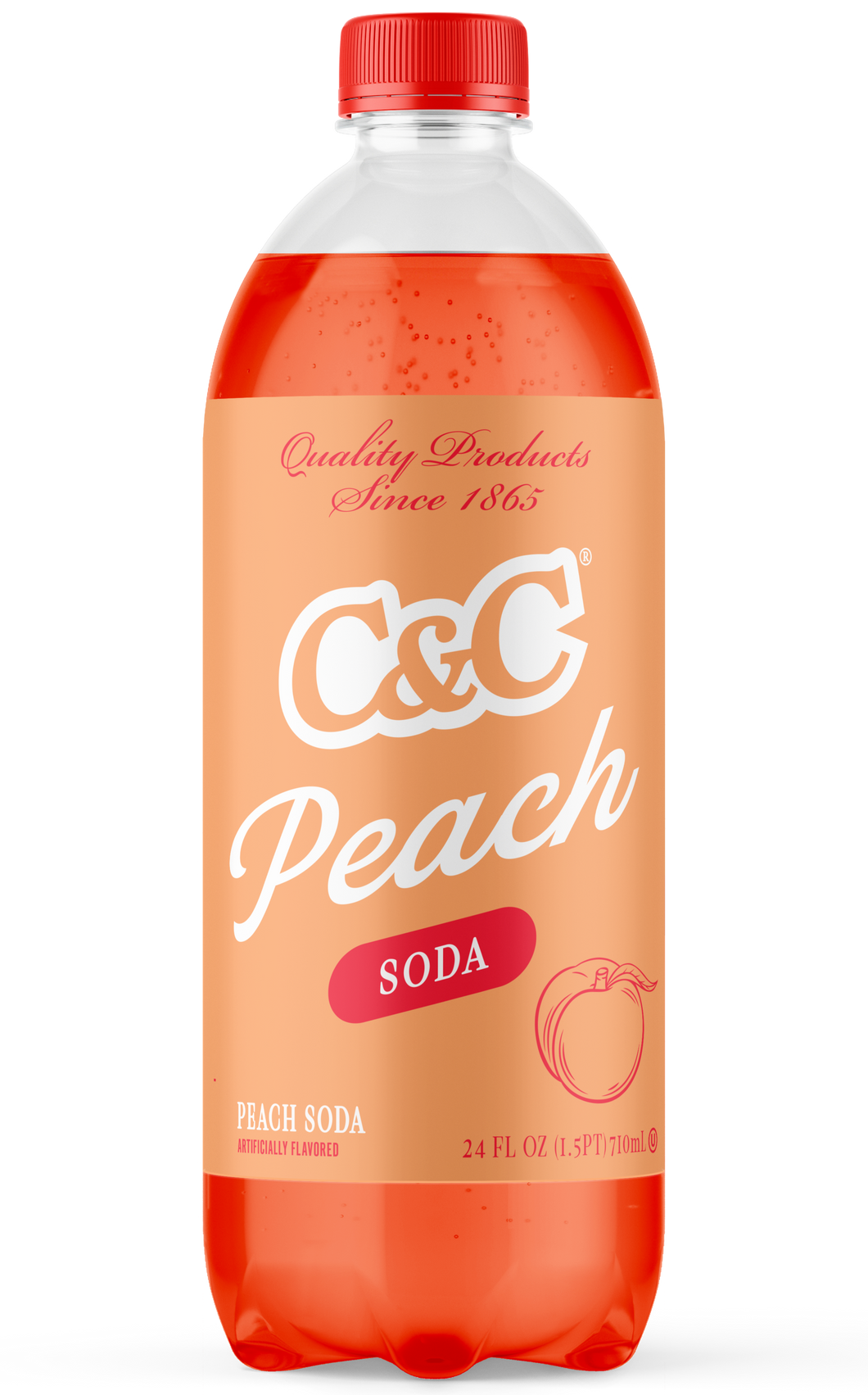 C&C Peach Soda - 24oz Bottles - 24 Pack