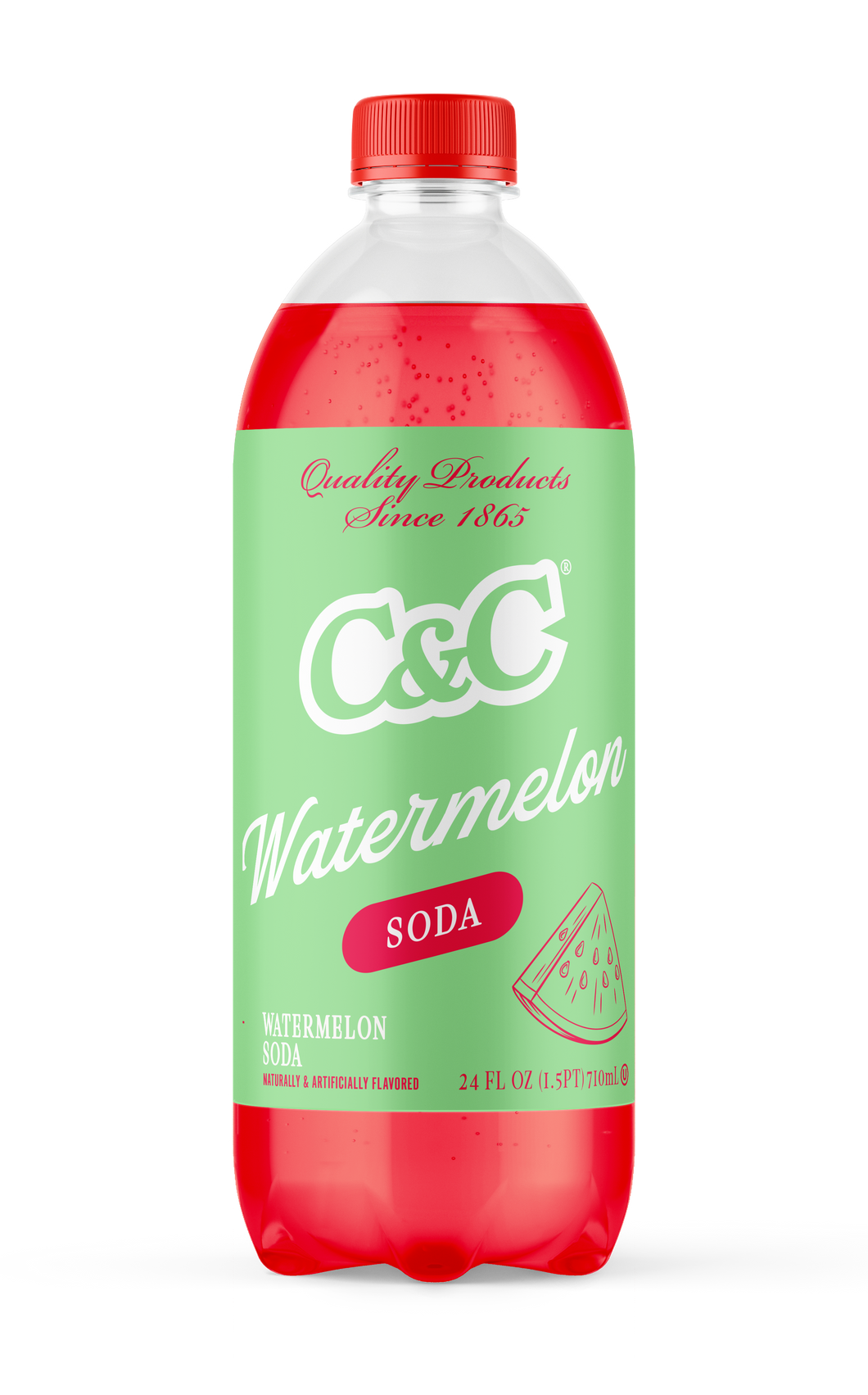 C&C Watermelon Soda - 24oz Bottles - 24 Pack