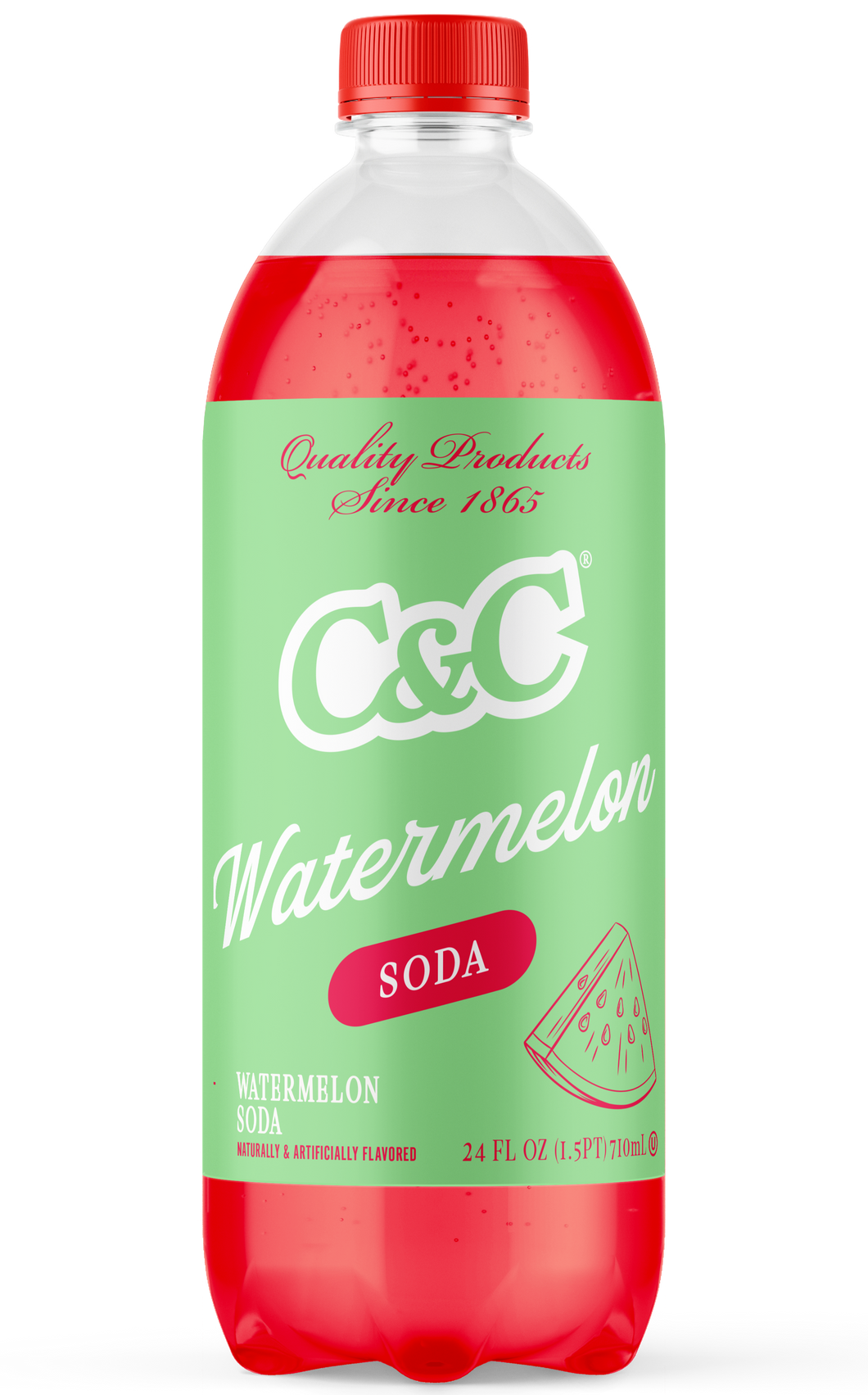 C&C Watermelon Soda - 24oz Bottles - 24 Pack