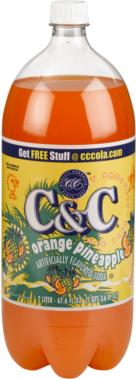 C&C Orange Pineapple Soda - 2 Liter Bottles - 8 Pack