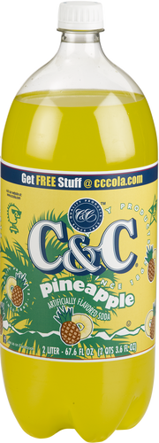 C&C Pineapple Soda - 2 Liter Bottles - 8 Pack