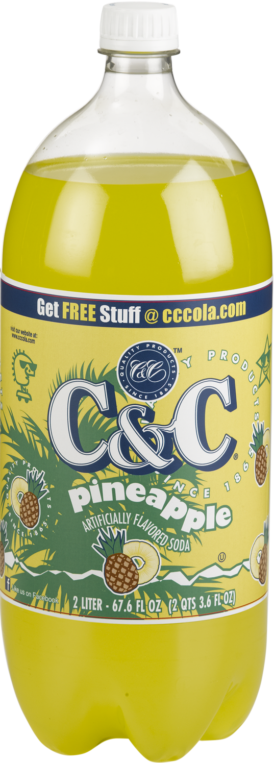 C&C Pineapple Soda - 2 Liter Bottles - 8 Pack