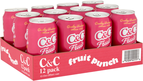C&C Fruit Punch Soda - 12oz Cans - 12 Pack