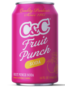 C&C Fruit Punch Soda - 12oz Cans - 12 Pack