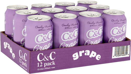 C&C Grape Soda - 12oz Cans - 12 Pack