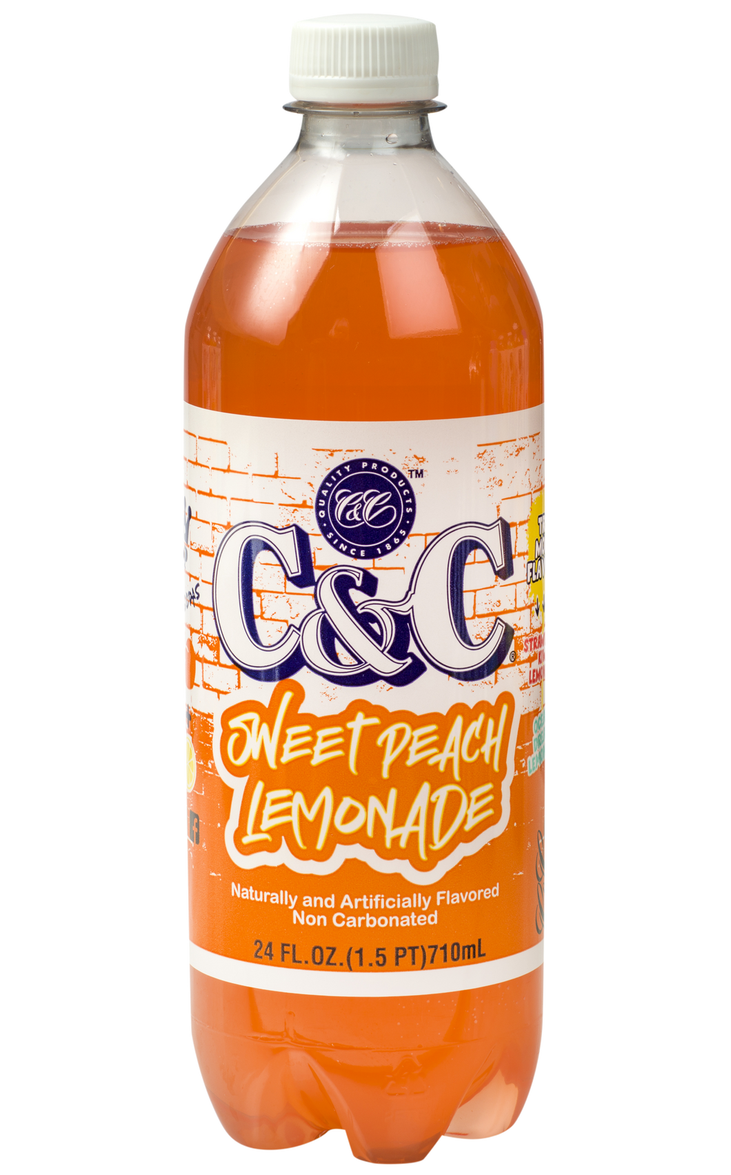 NEW! C&C Sweet Peach Lemonade (Non Carbonated) - Case of 24 Bottles