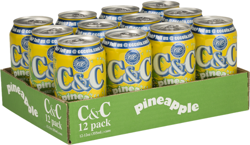C&C Pineapple Soda - 12oz Cans - 12 Pack