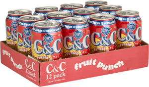 C&C Fruit Punch Soda - 12oz Cans - 12 Pack
