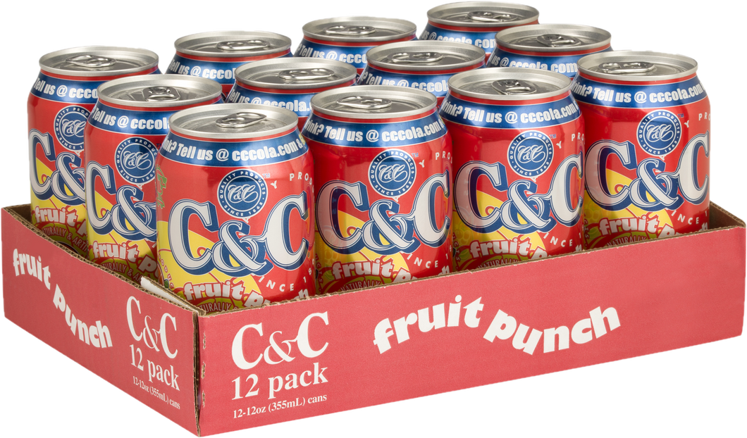 C&C Fruit Punch Soda - 12oz Cans - 12 Pack