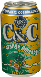 C&C Orange Pineapple Soda - 12oz Cans - 24 Pack