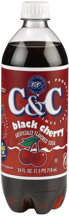 C&C Black Cherry Soda - 24oz Bottles - 24 Pack