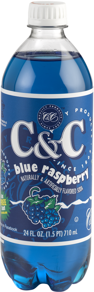 C&C Blue Raspberry Soda - 24oz Bottles - 24 Pack