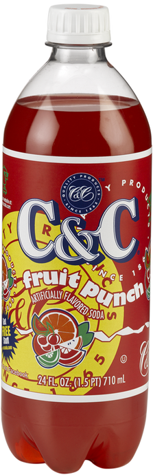 C&C Fruit Punch Soda - 24oz Bottles - 24 Pack