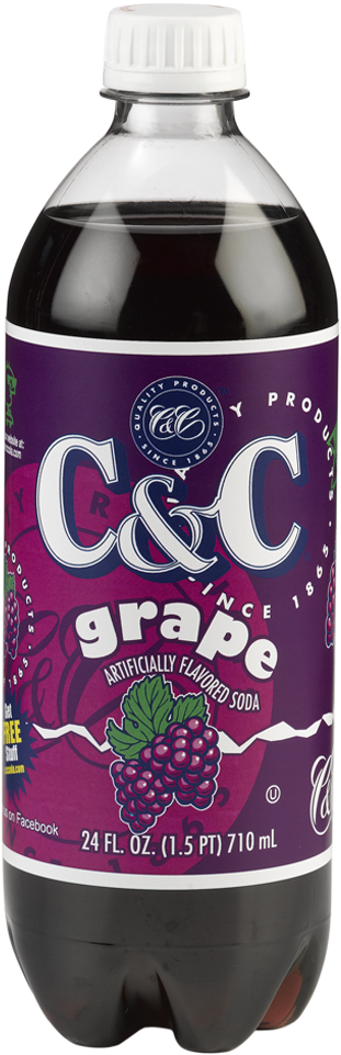 C&C  Grape Soda - 24oz Bottles - 24 Pack