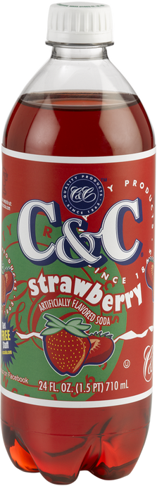 C&C Strawberry Soda - 24oz Bottles - 24 Pack